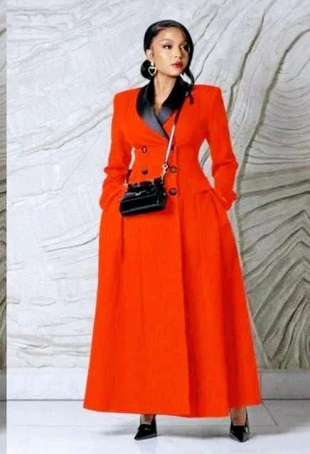 Robe Porte Feuille Orange Col Noir