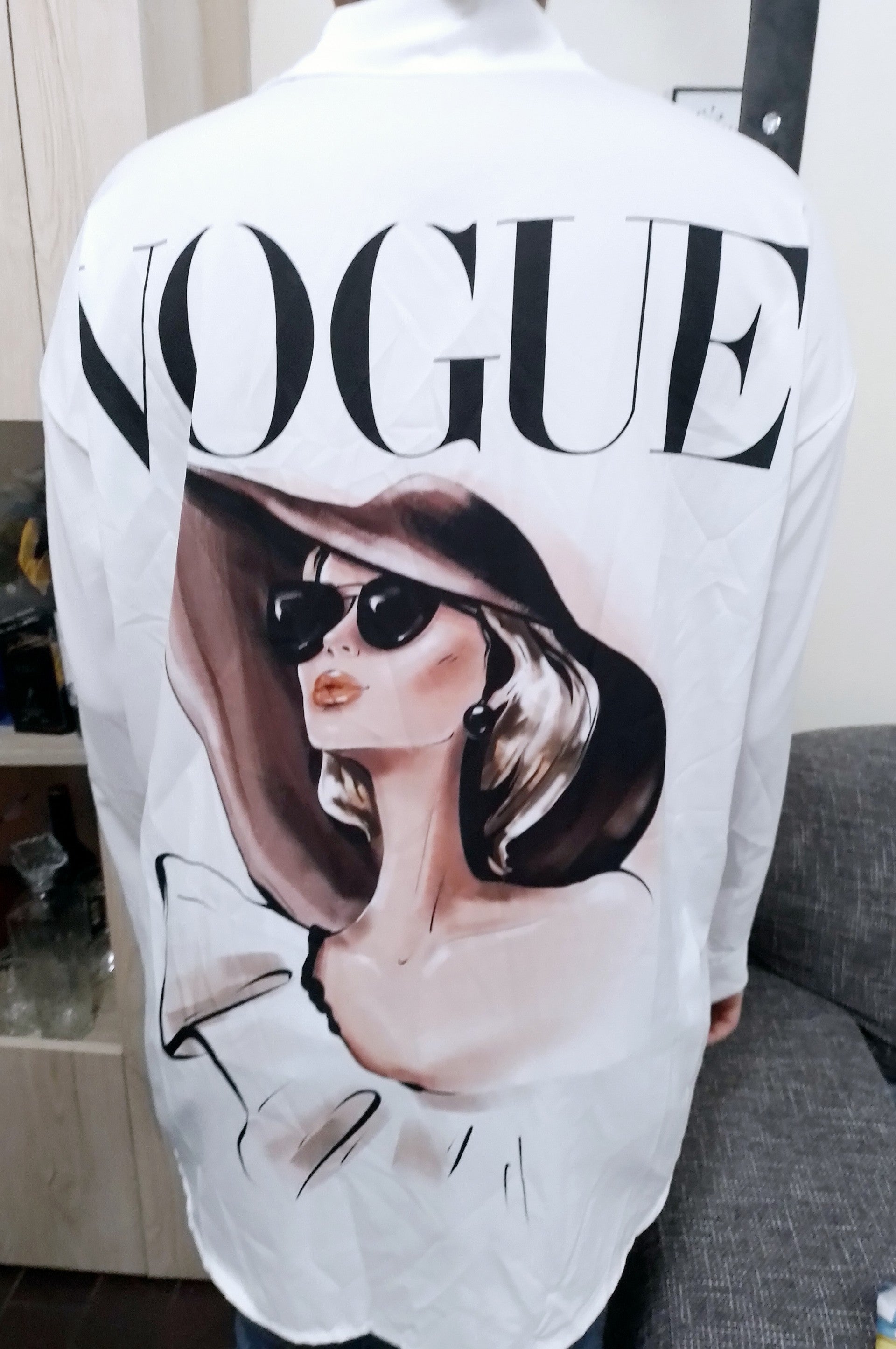 Chemise Blanche Avec Motifs , Logues Manches , Taille Unique