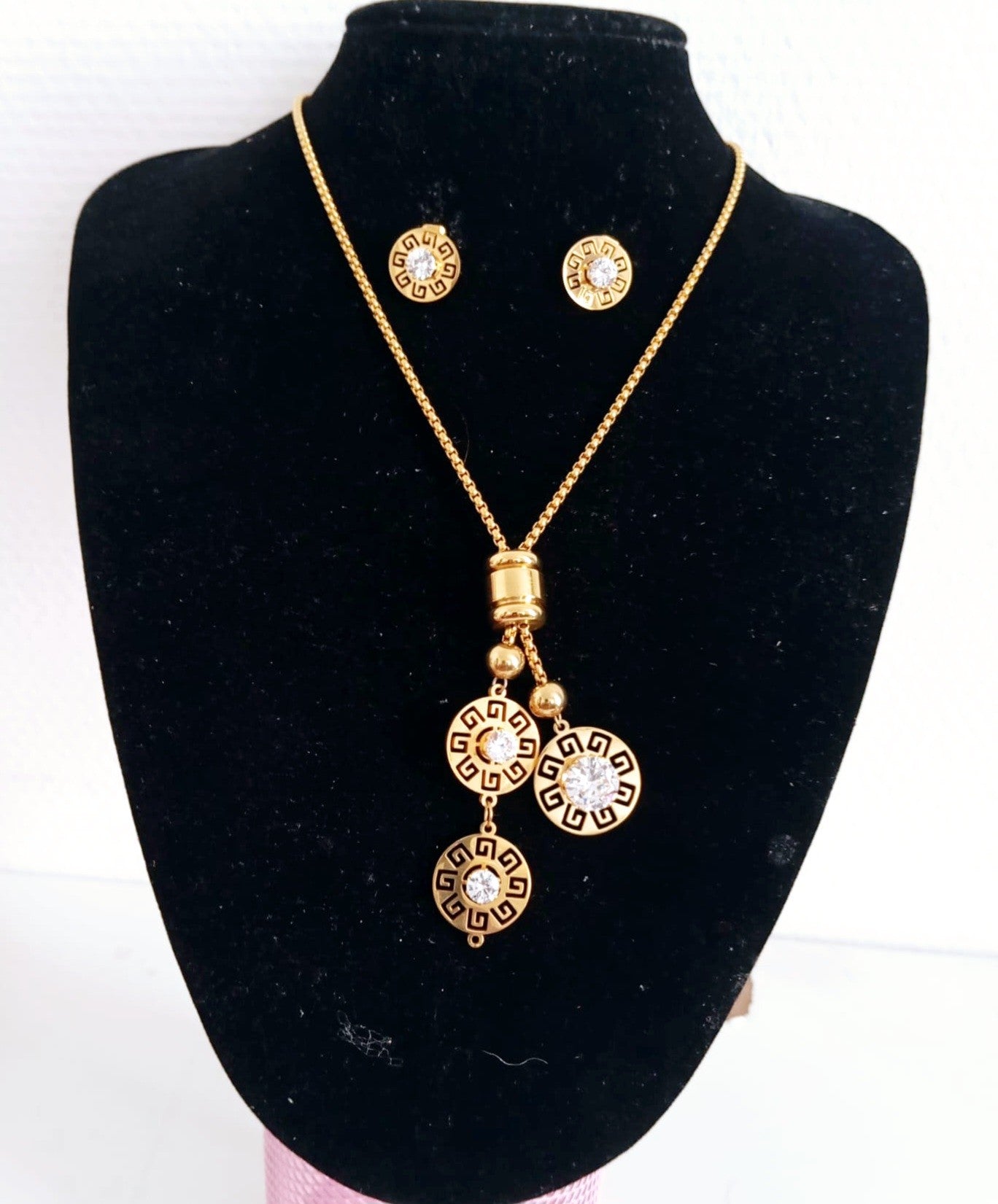 Ensemble Bijoux en Acier Inoxydable, Chaine et Boucles Oreilles