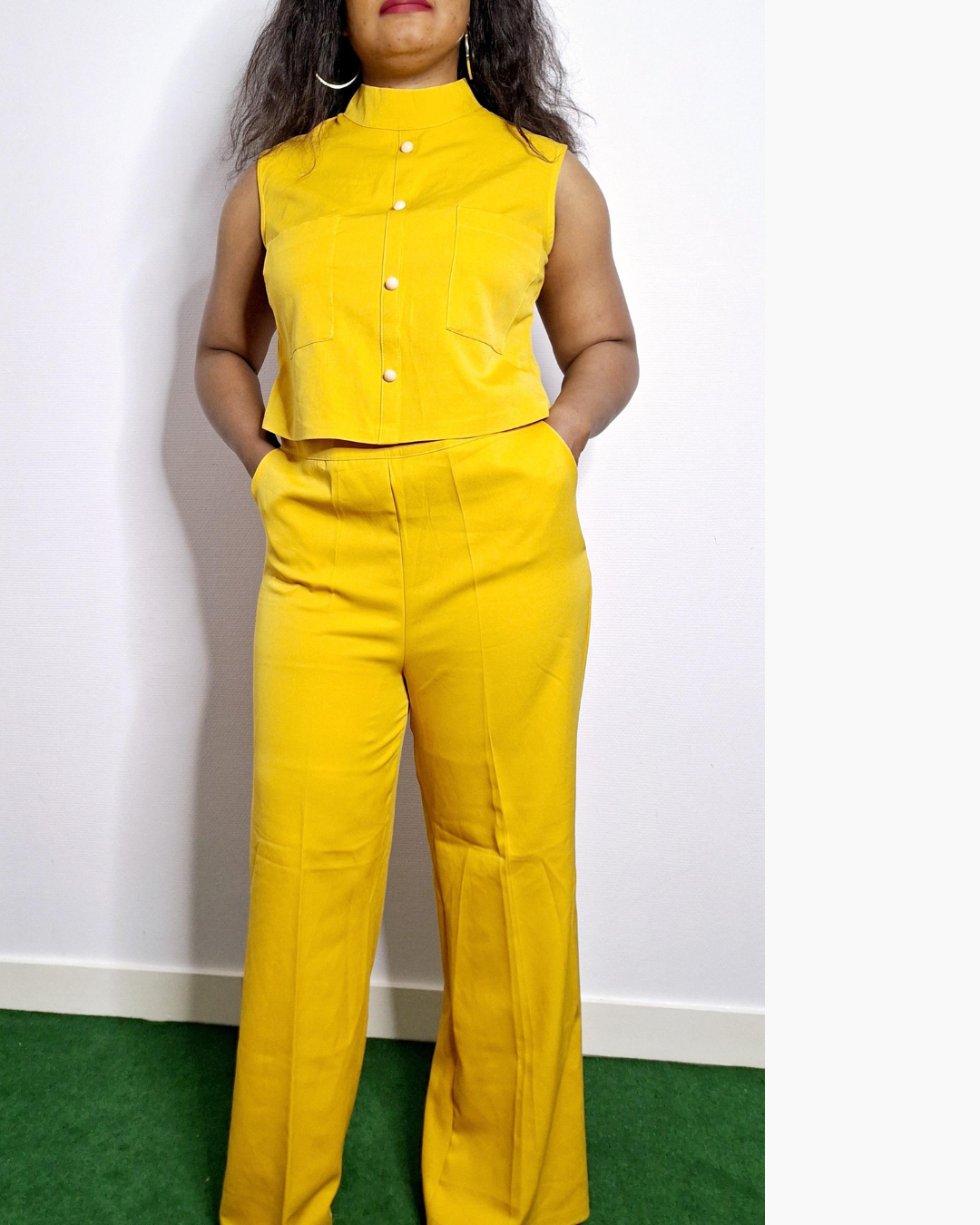 Ensemble Pantalon Jaune Taille Haute