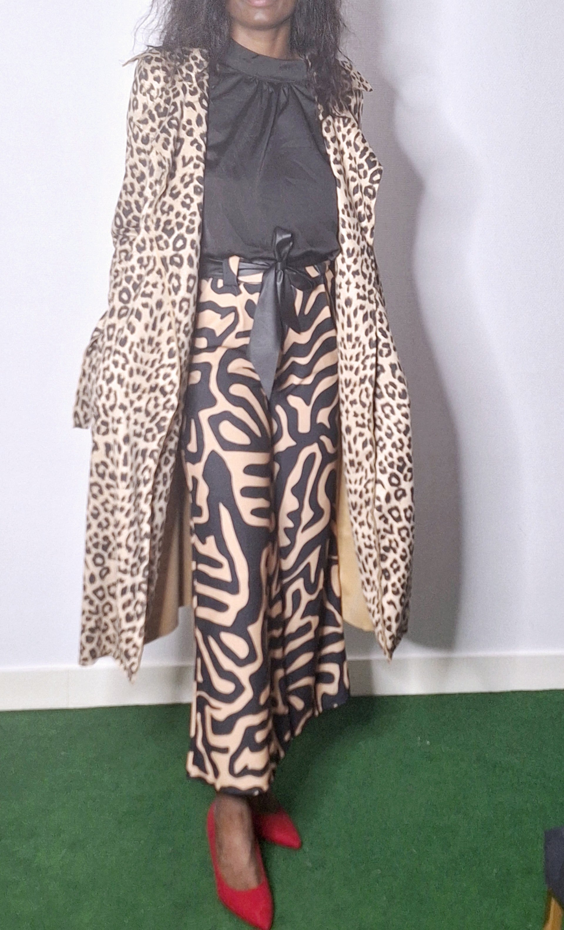 Manteau brun avec motifs zèbre, Taille unique