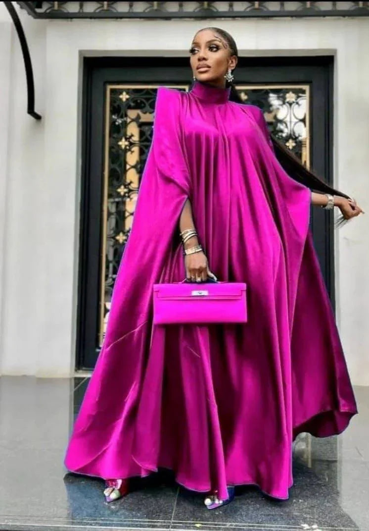 Robe De Soirée Violette En Satin Rose