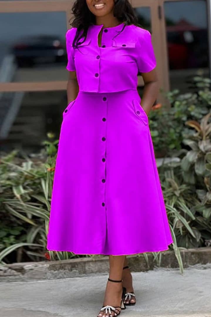 Ensemble tailleur-jupe longue èvasée, Mauve, Taille Haute