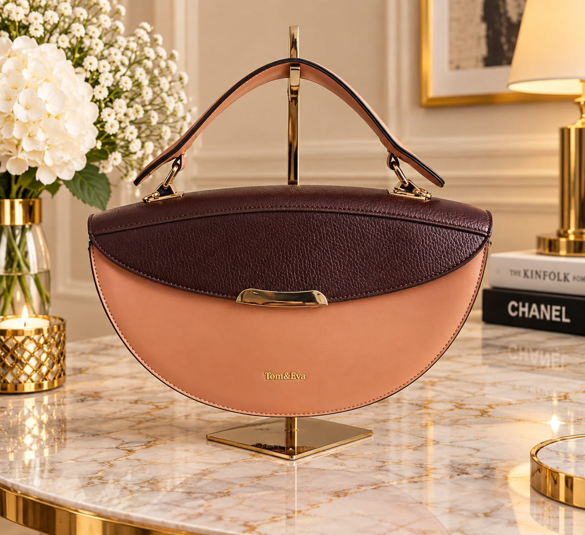 SAC TOM & EVA DEUX TONS ORANGE / BORDEAUX