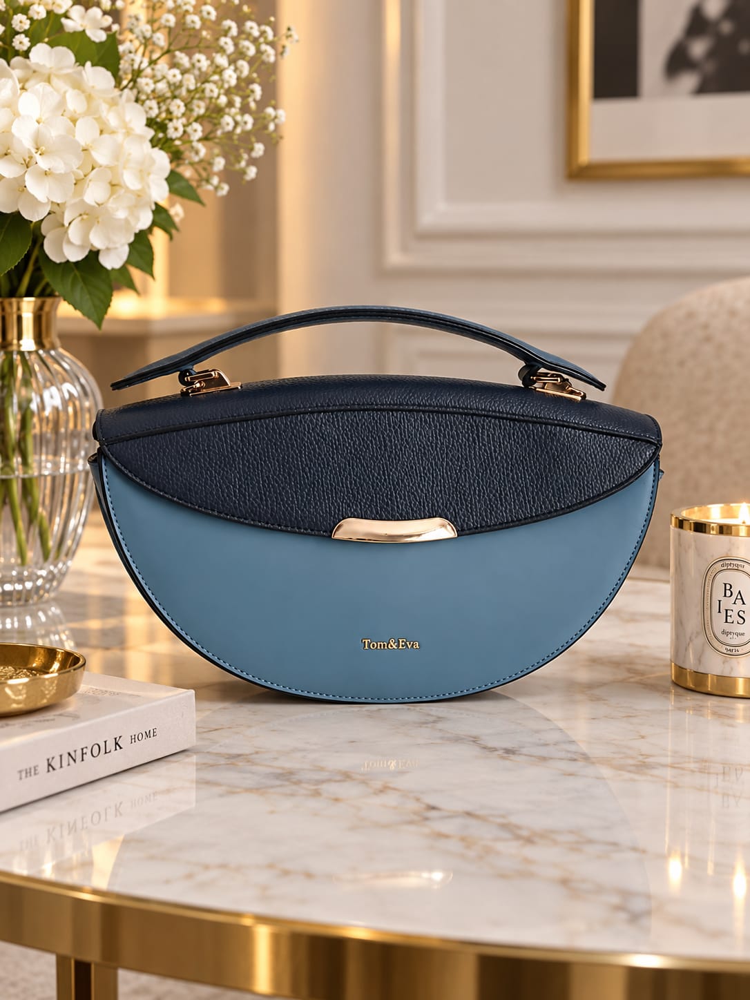 sac a main Ton & Eva Deux Tons bleu ciel et bleu marine