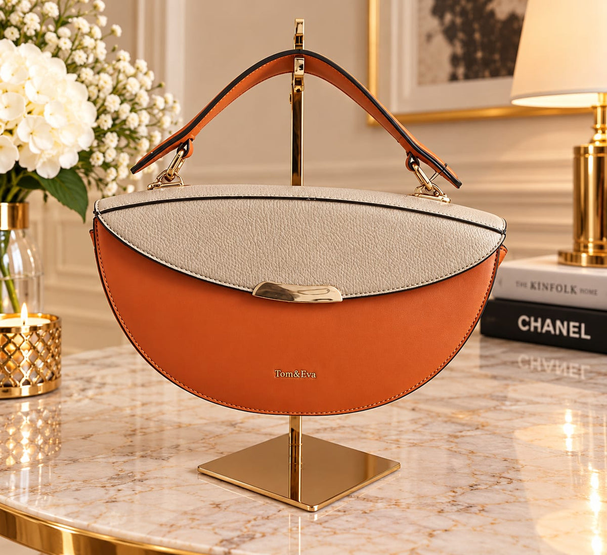 SAC TOM &EVA ORANGE /BEIGE