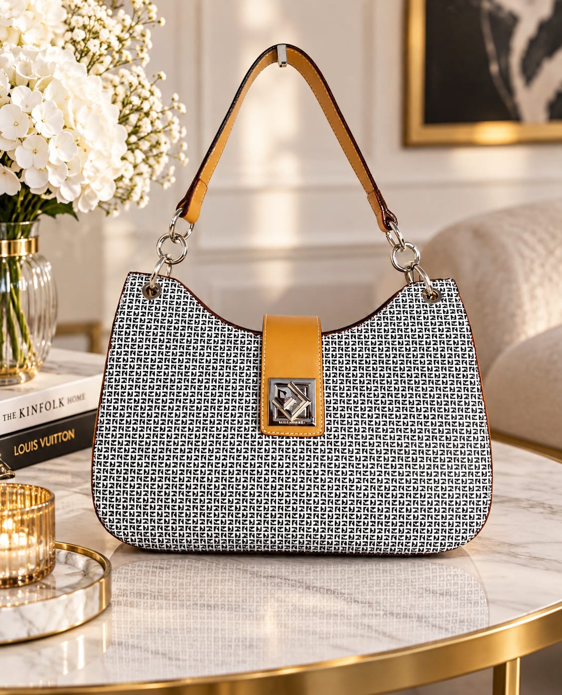 Sac à Main Ted Lapidus Marine /Blanc/ Miel
