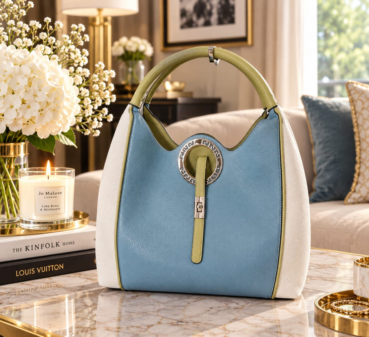 SAC A MAIN DEUX TONS BLEU/BLANC