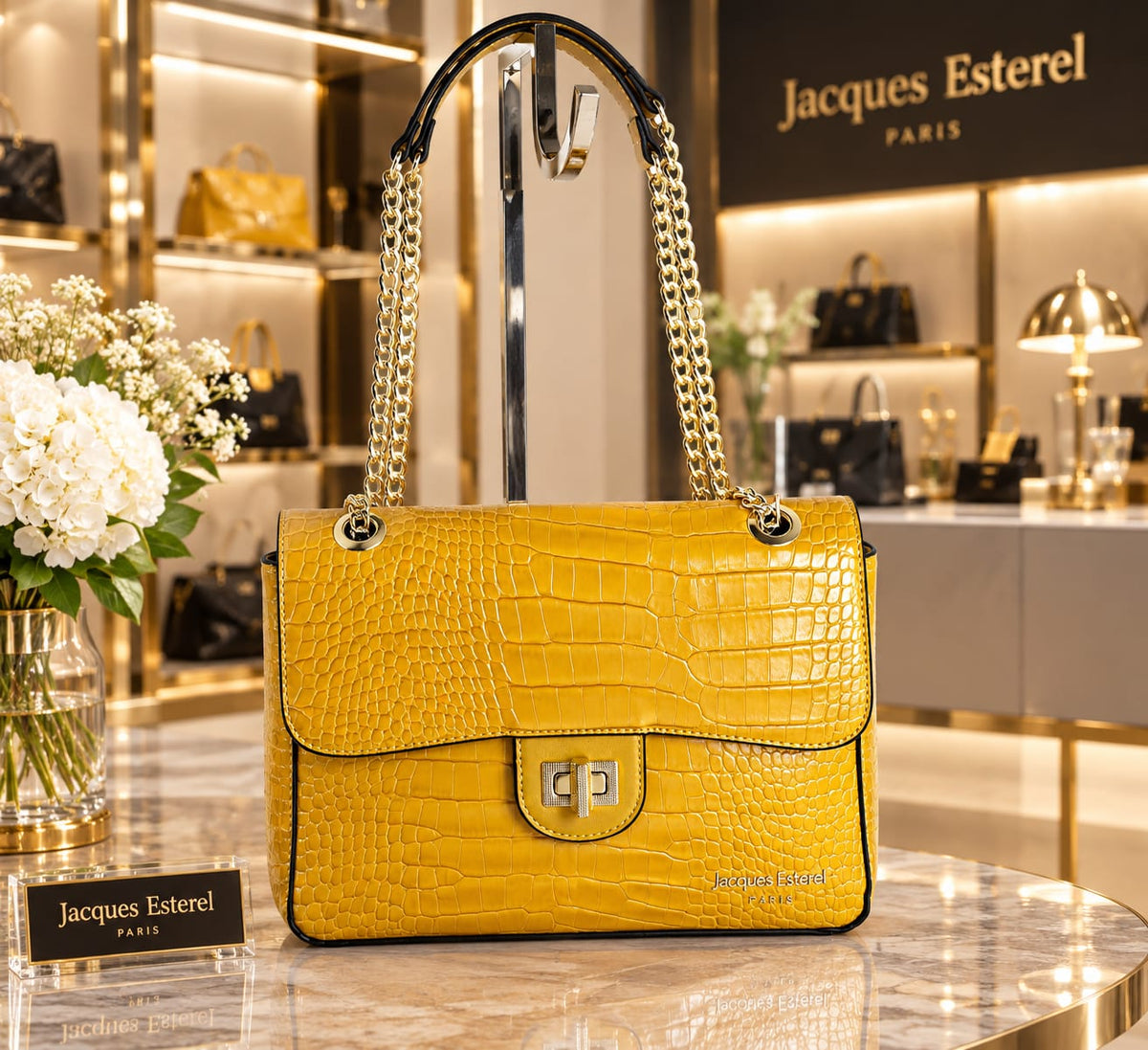 SAC JACQUES ESTEREL JAUNE AVEC CHAINE