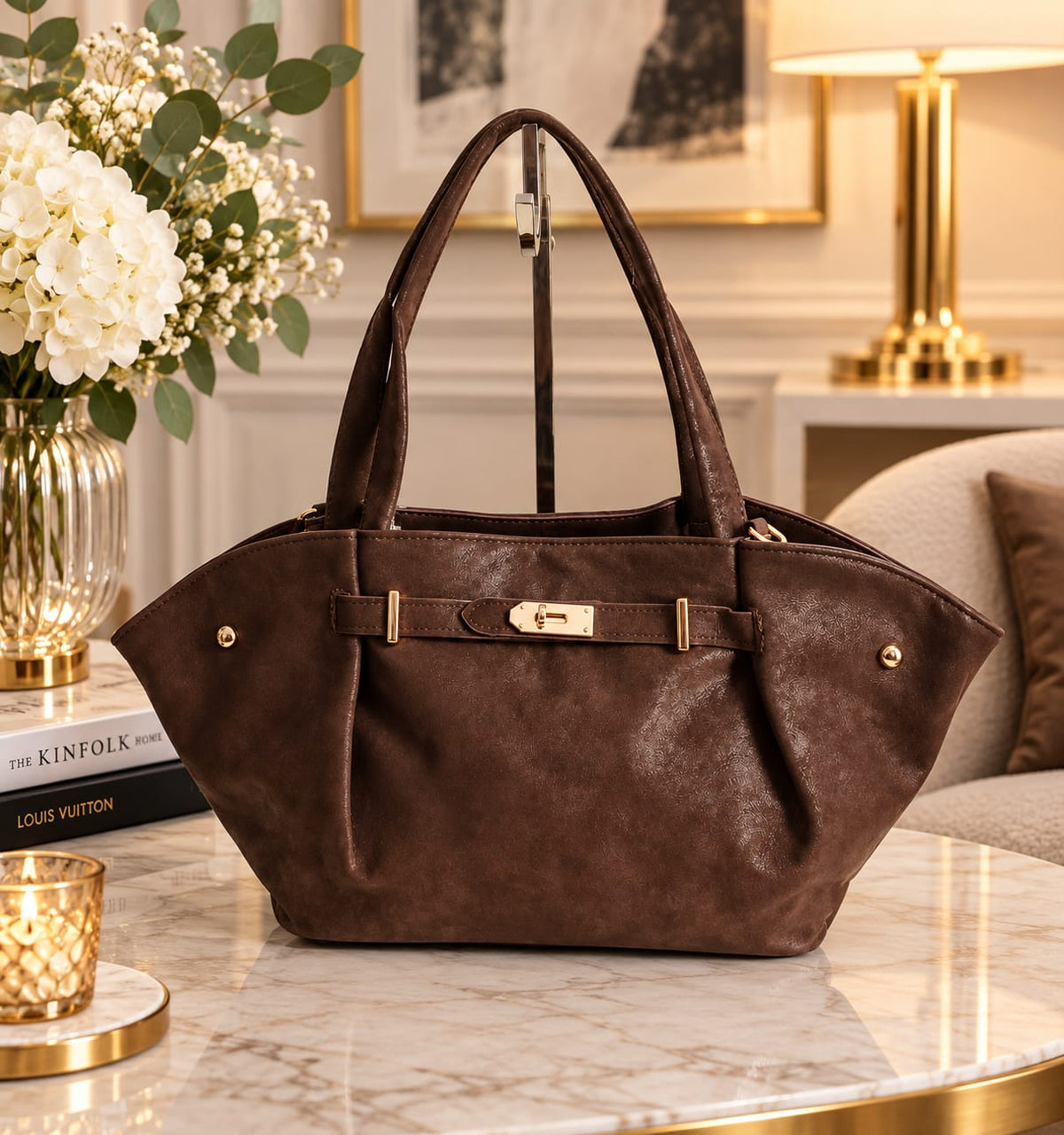 SAC OVOLE BRUN FONCE TRES TENDANCE