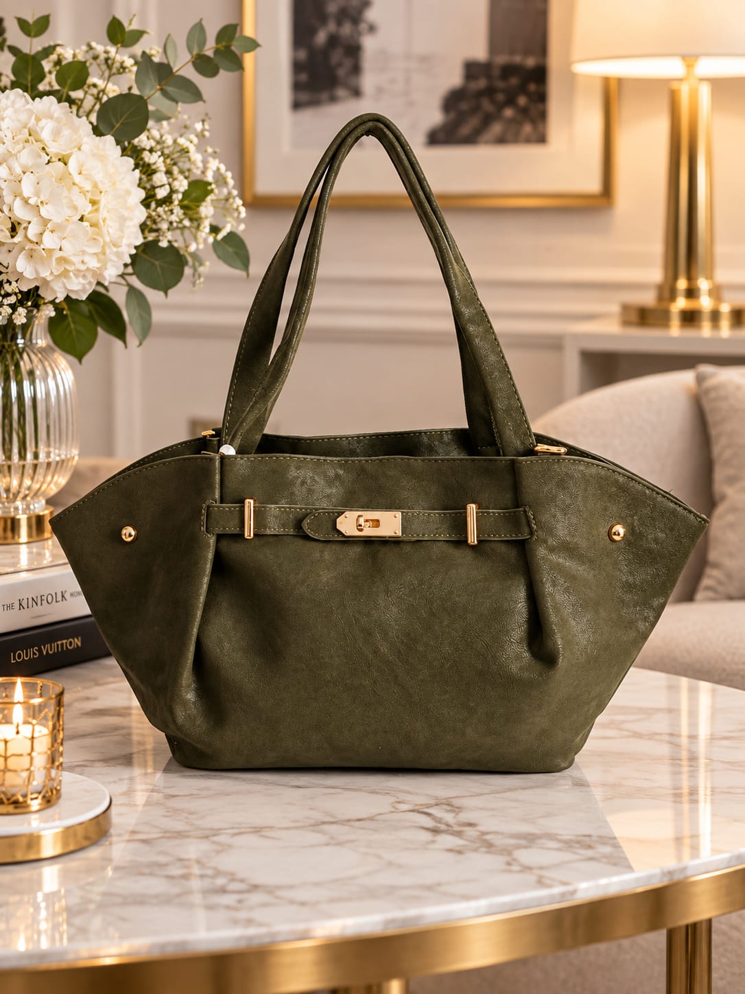 SAC TENDANCE VERT OLIVE  OVALE